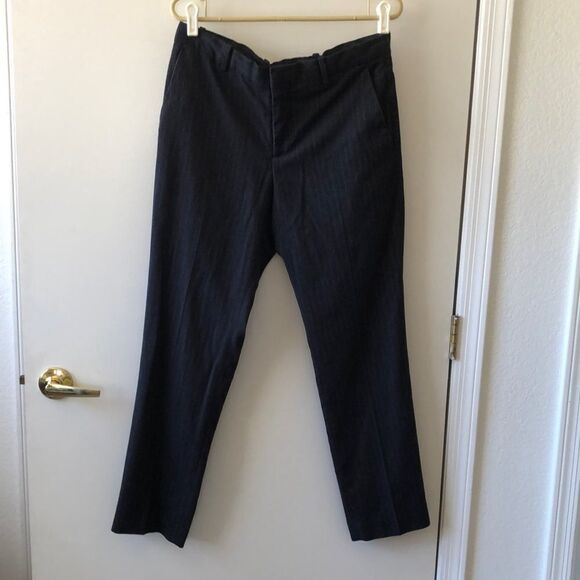 Perry Ellis Slim Fit Stretch Pants I’ve 33x30 GUC Gray Pinstripe - Picture 1 of 5